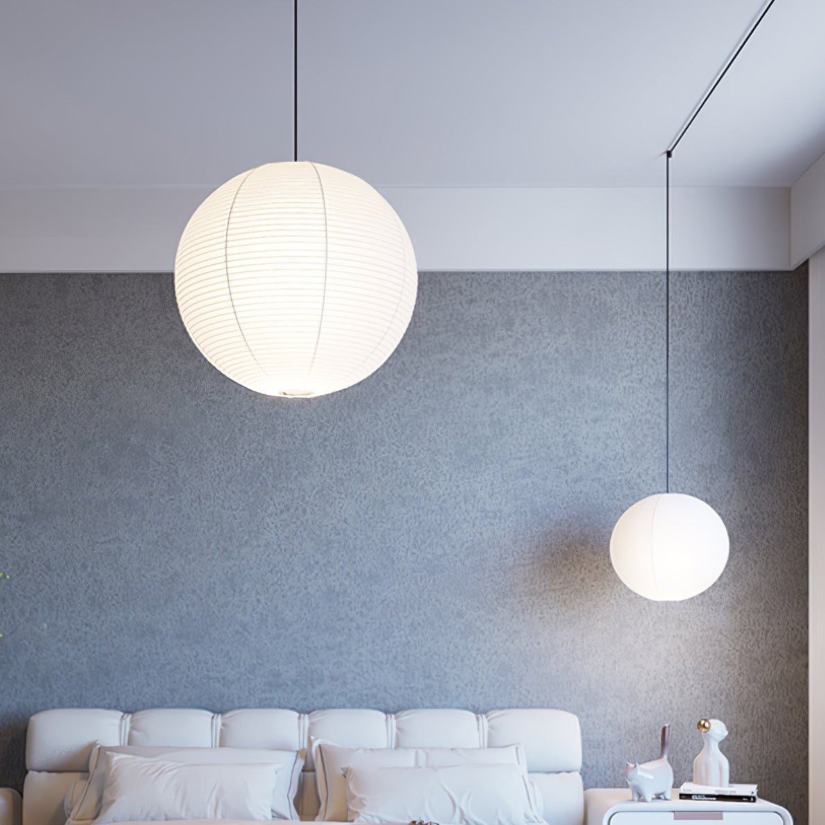 Japanese Paper Pendant Swag Light (black plug wire)