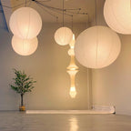 Japanese Paper Pendant Swag Light (black plug wire)