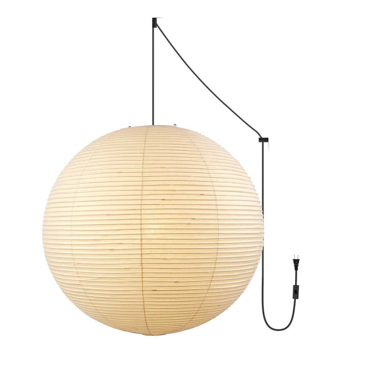 Japanese Paper Pendant Swag Light (black plug wire)