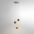 Wooden Orb Sphere Cluster Pendant Light