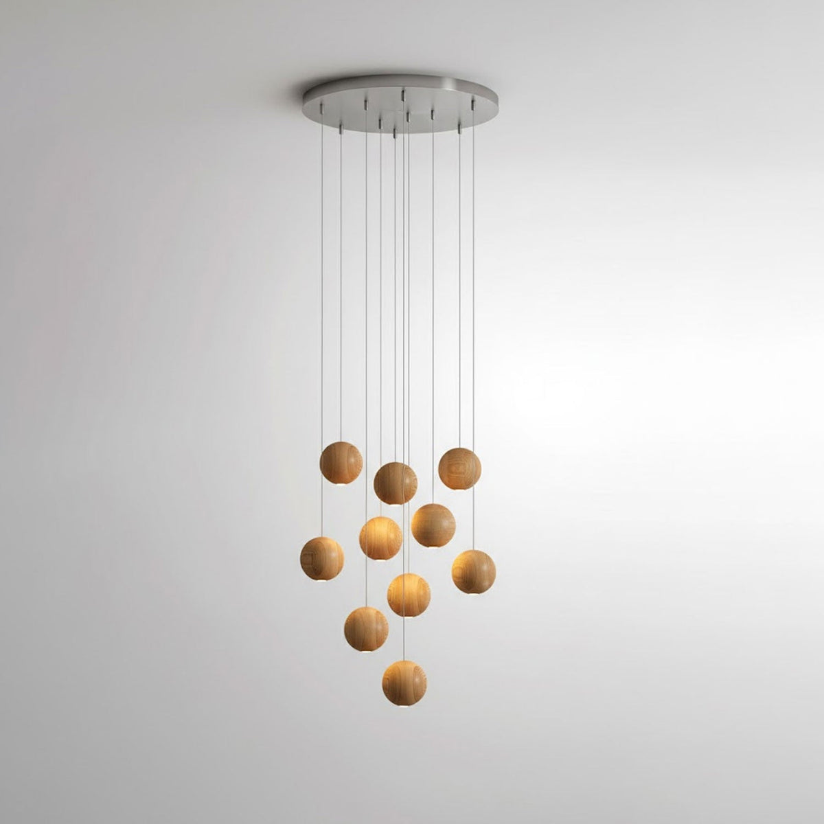 Wooden Orb Sphere Cluster Pendant Light