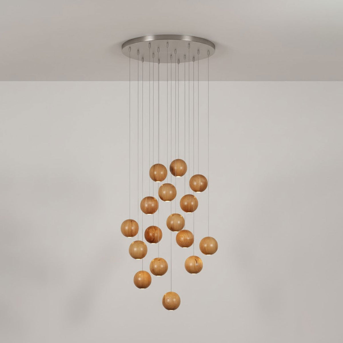 Wooden Orb Sphere Cluster Pendant Light