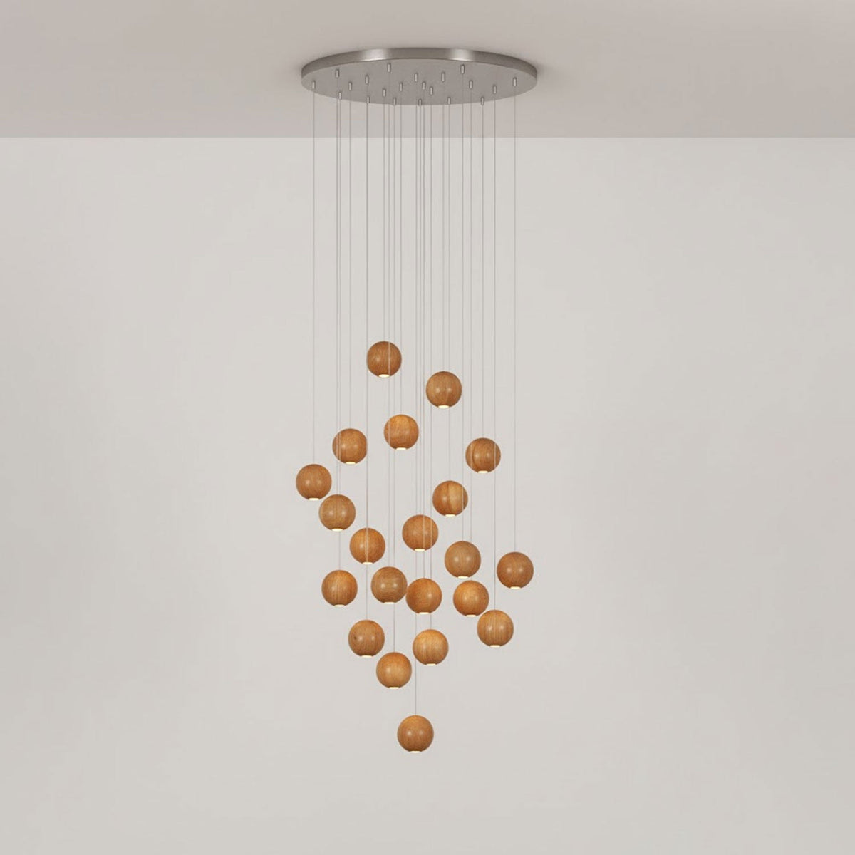 Wooden Orb Sphere Cluster Pendant Light