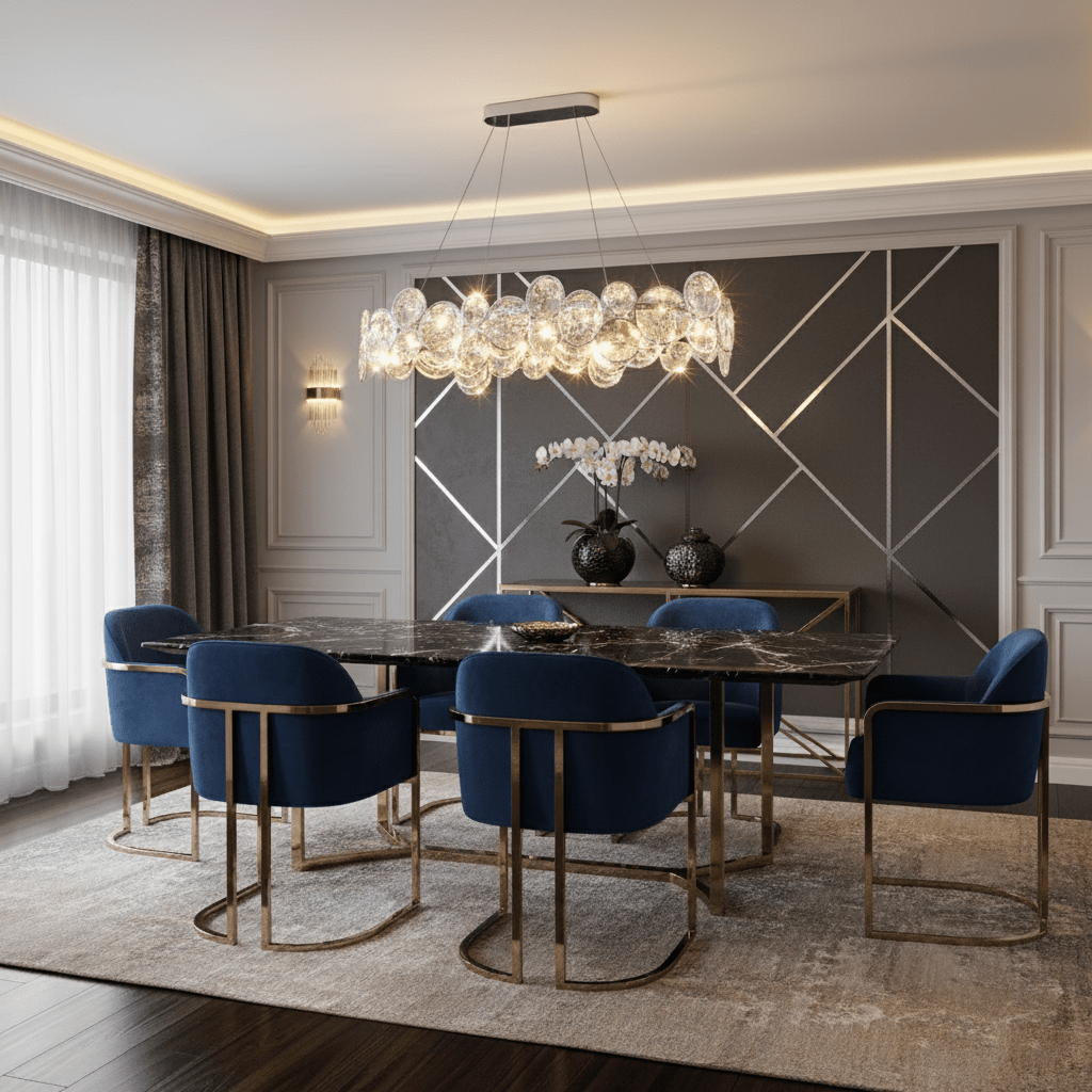 Chrome Round Crystal Chandelier