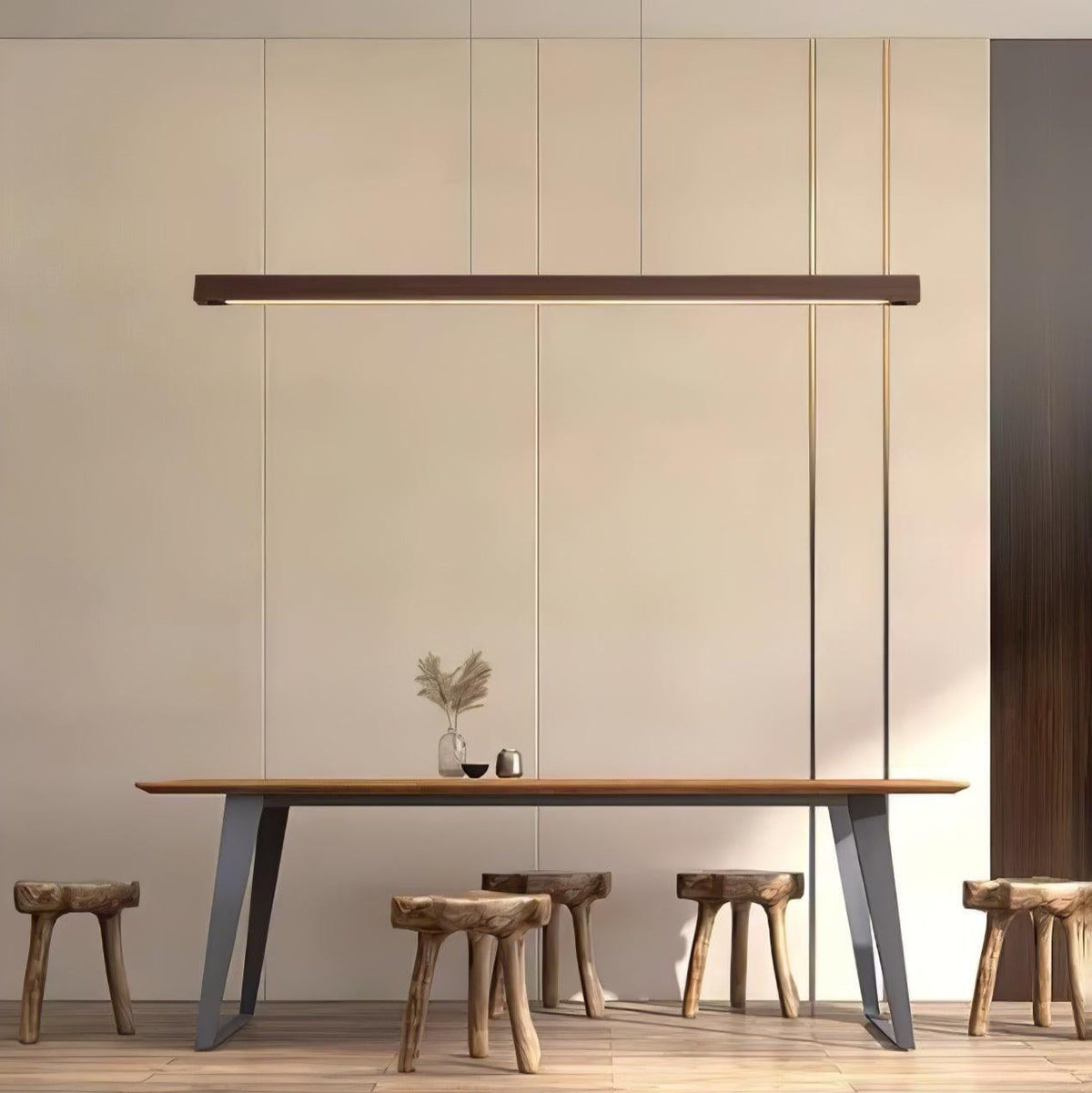 Linear Wooden Pendant Light