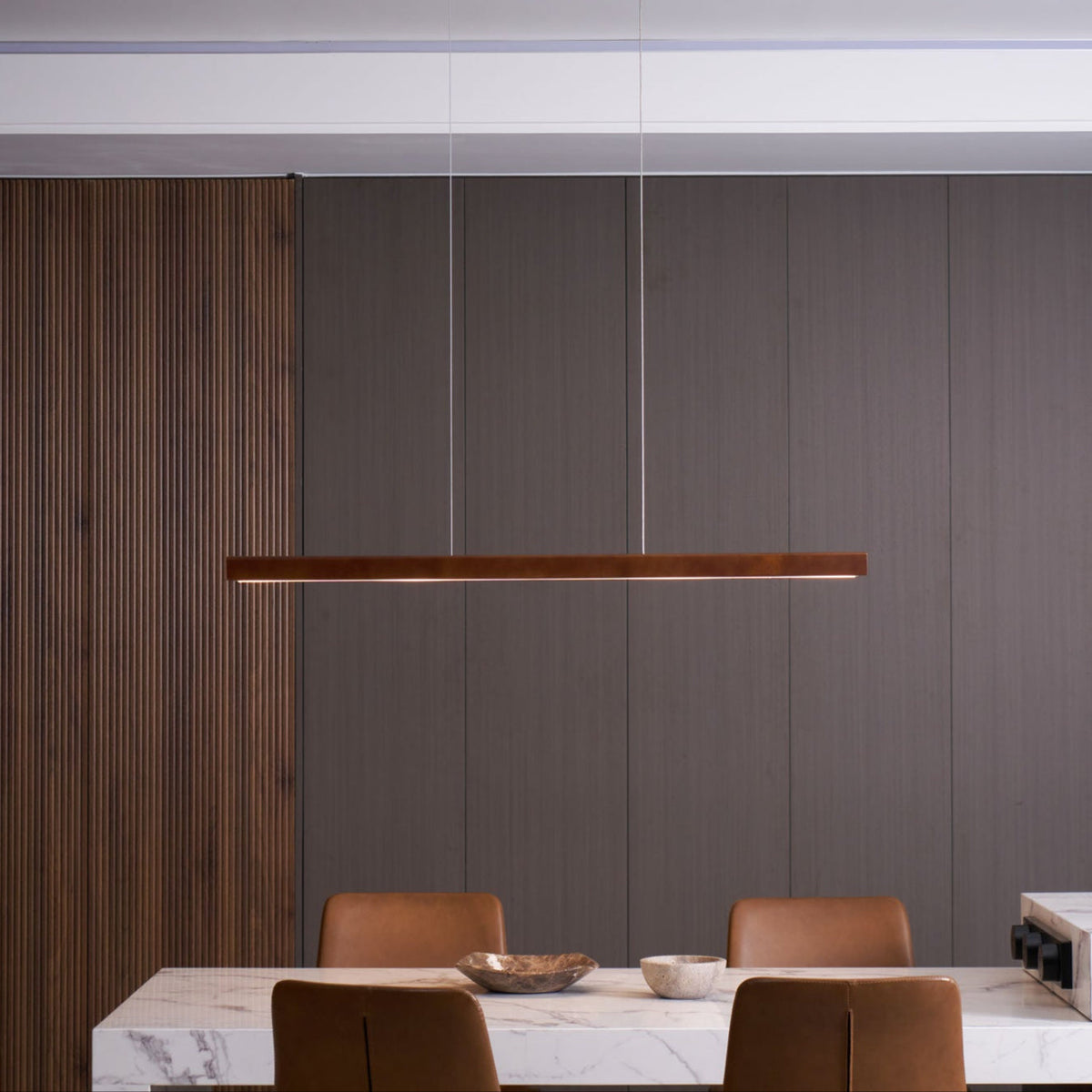 Linear Wooden Pendant Light