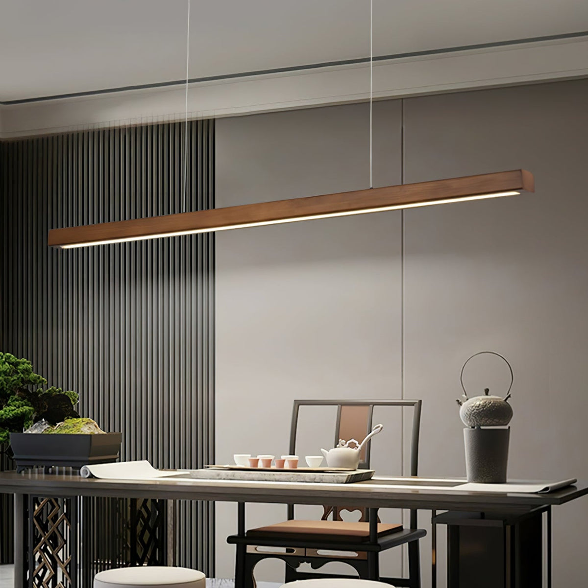 Linear Wooden Pendant Light