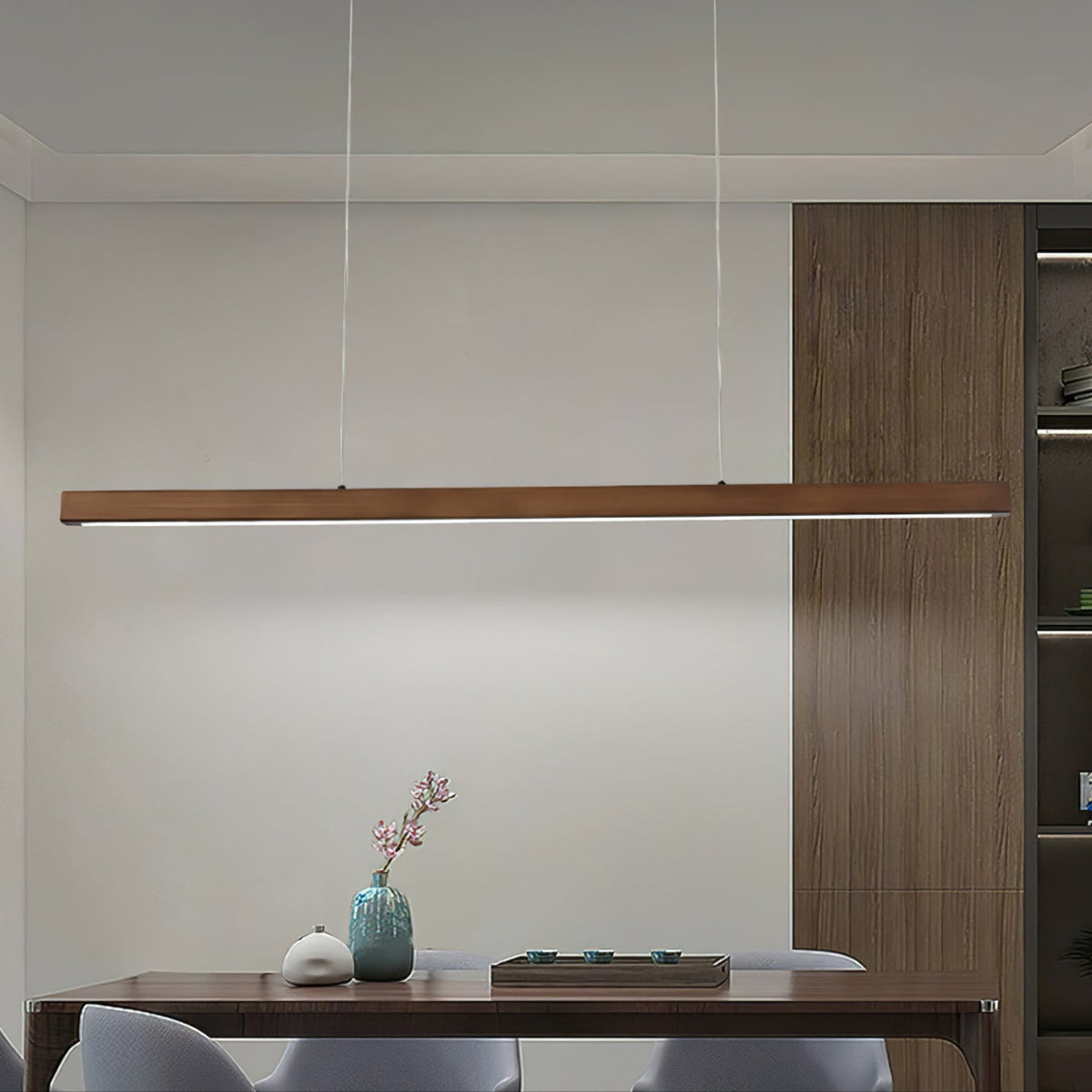 Linear Wooden Pendant Light
