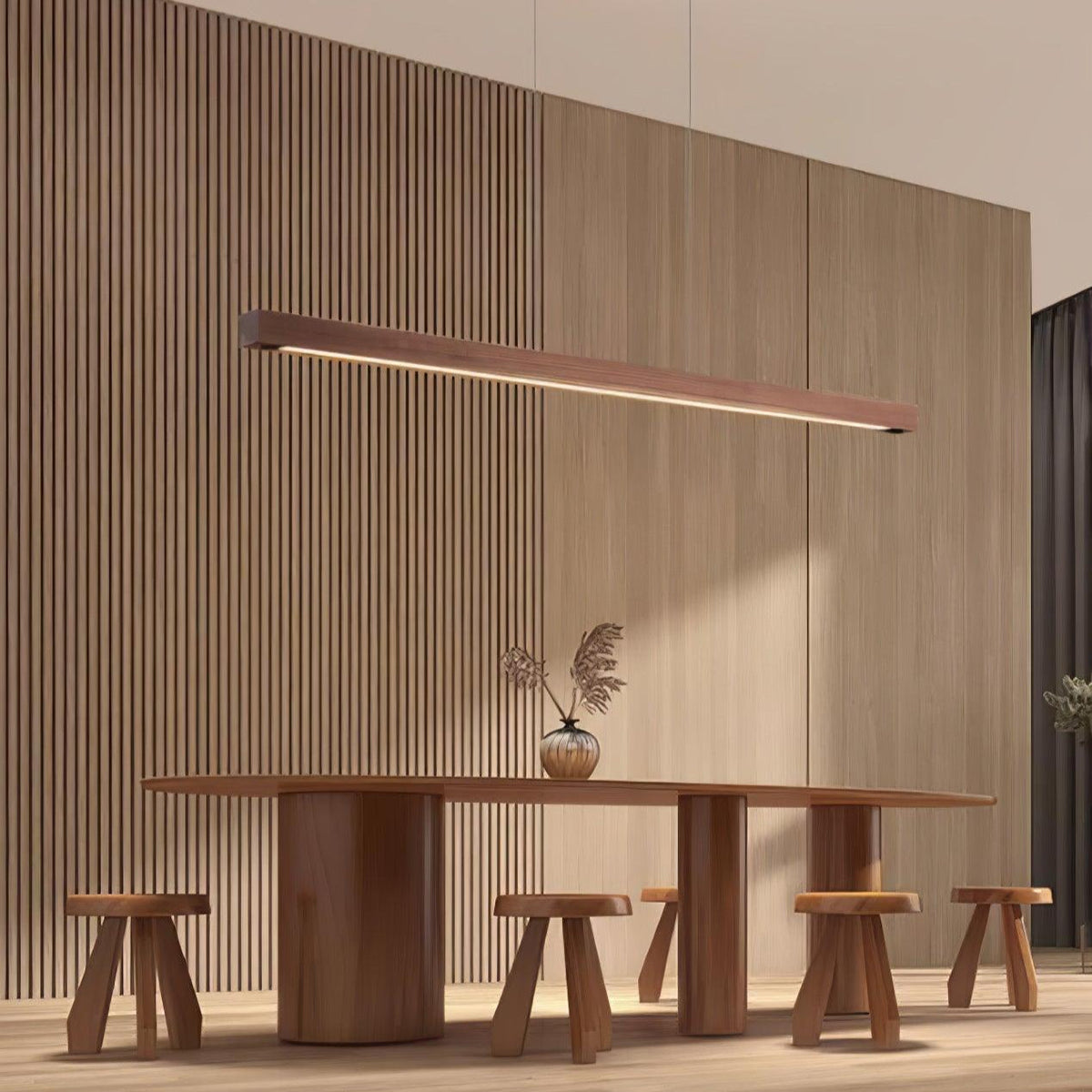 Linear Wooden Pendant Light
