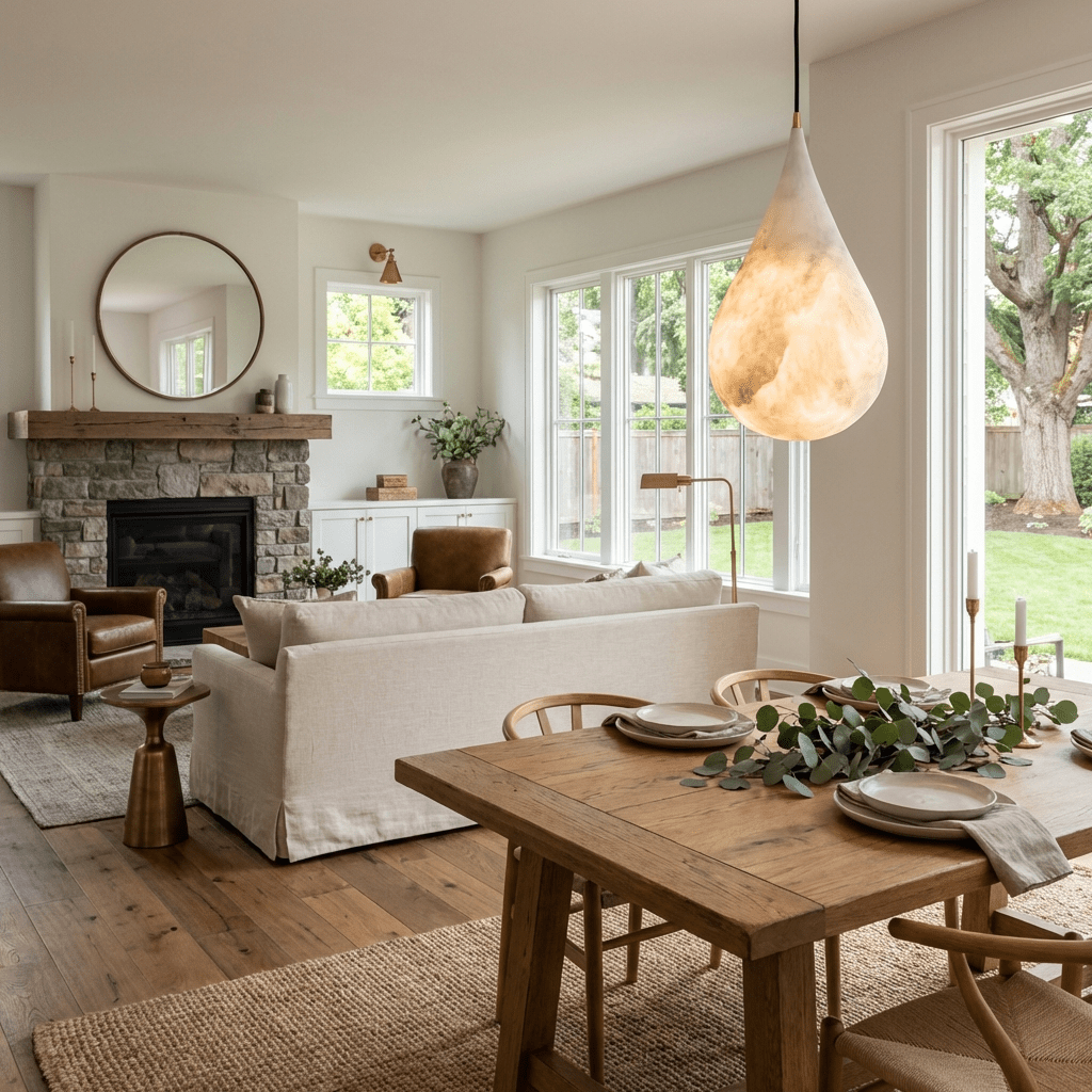 Alabaster Raindrop Pendant Light