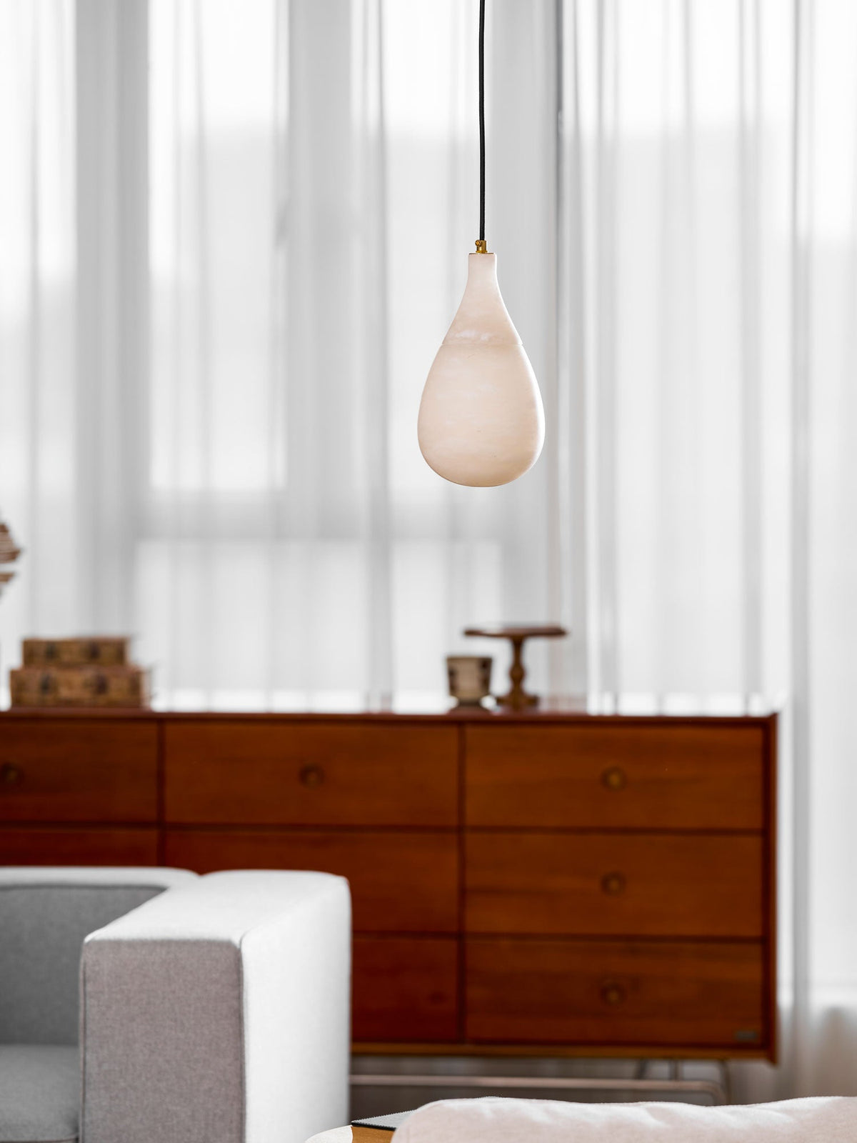 Alabaster Raindrop Pendant Light