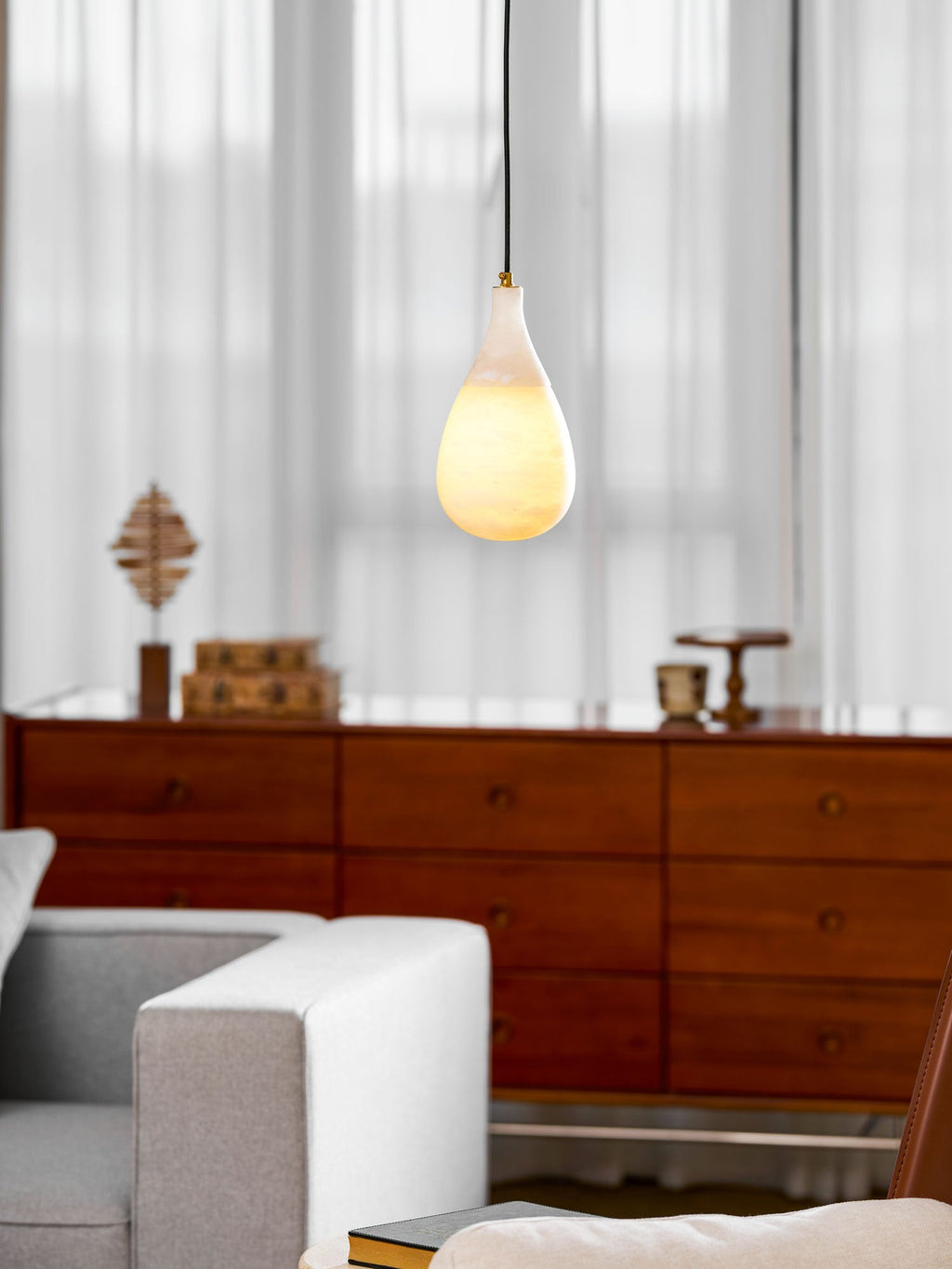 Alabaster Raindrop Pendant Light