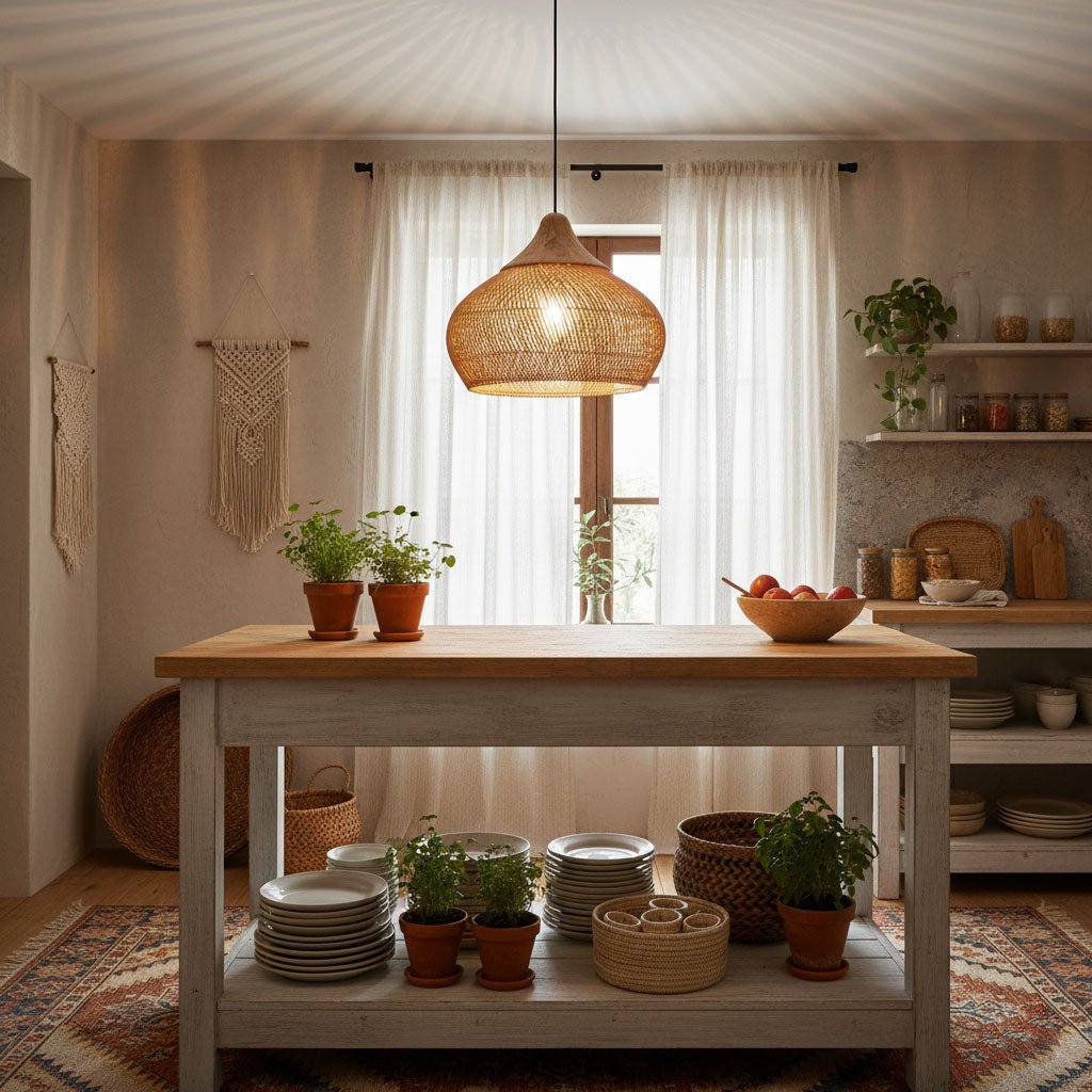 Braided Rattan Pendant Lamp