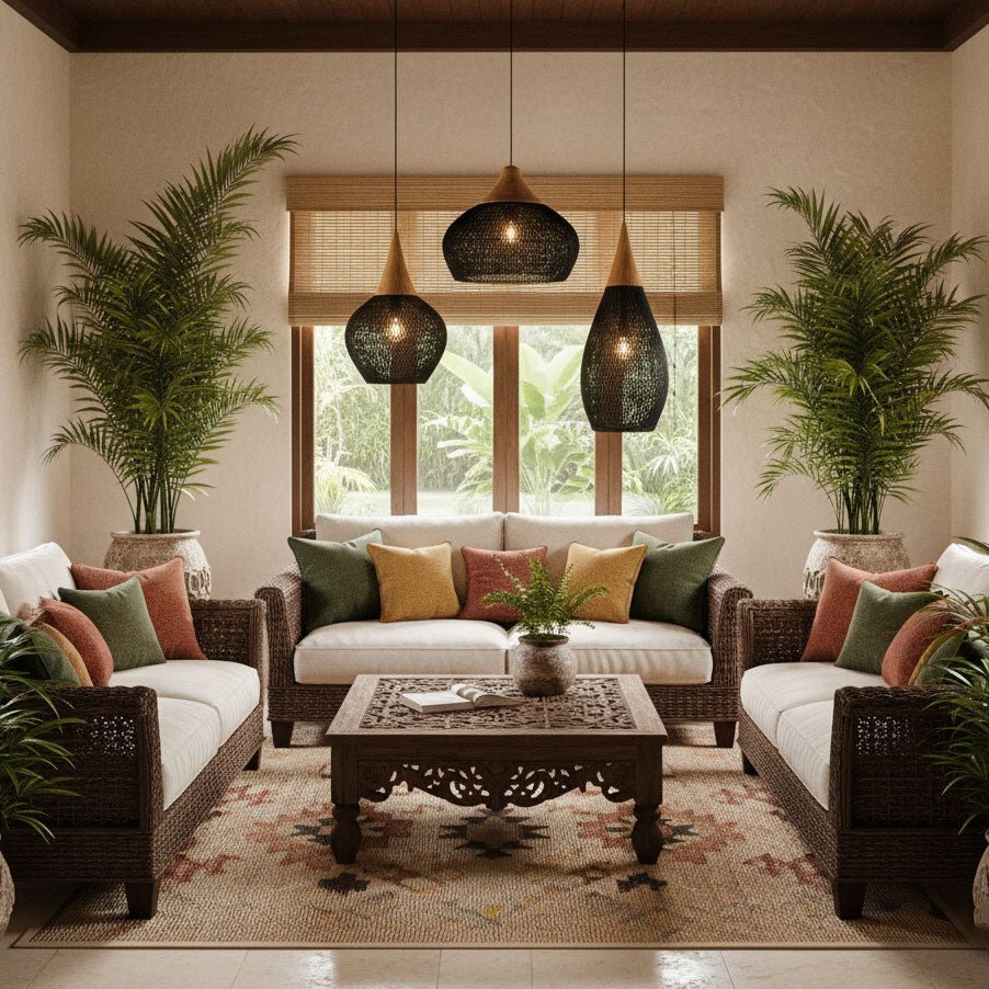 Braided Rattan Pendant Lamp