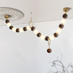 Walnut Bead Necklace Chandelier