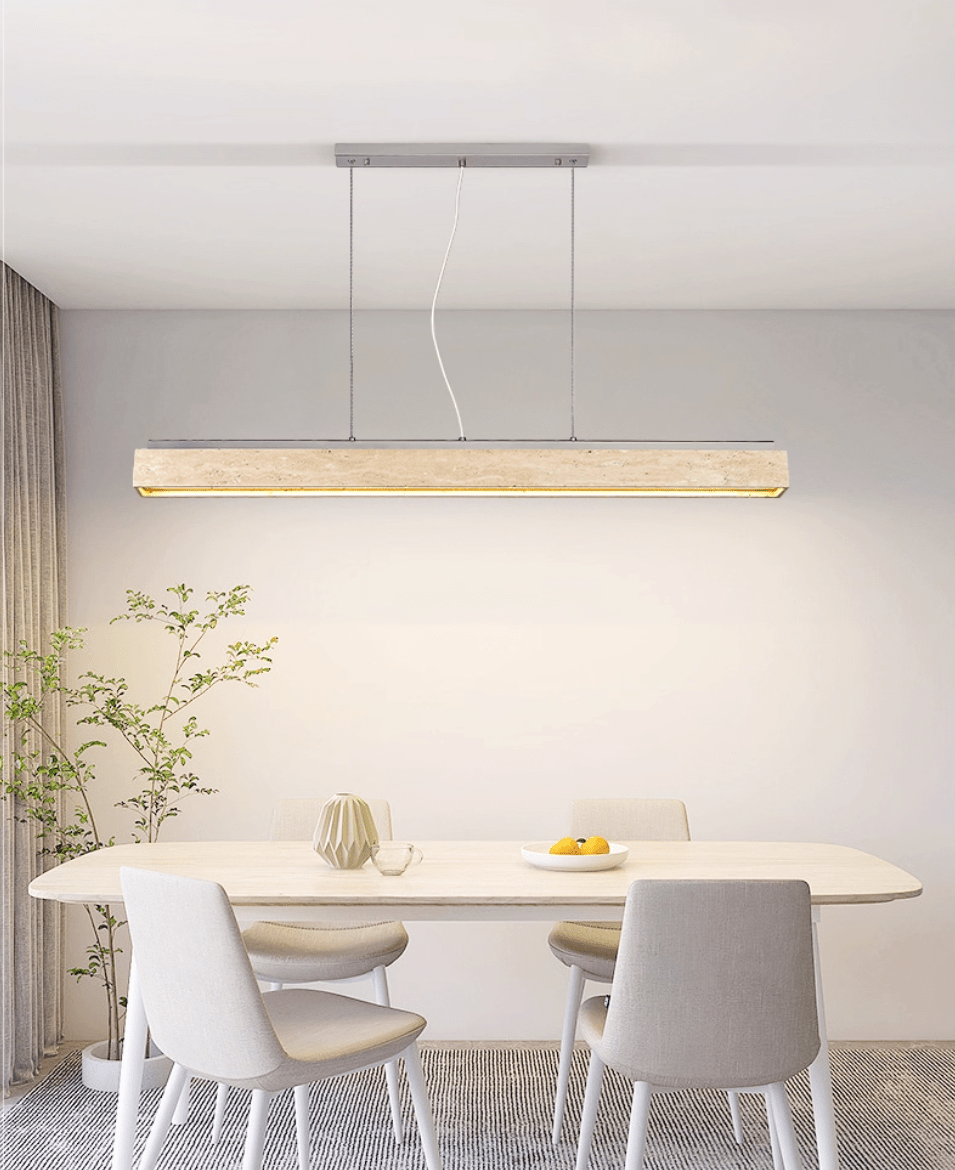 Linear Travertine Suspension Lamp