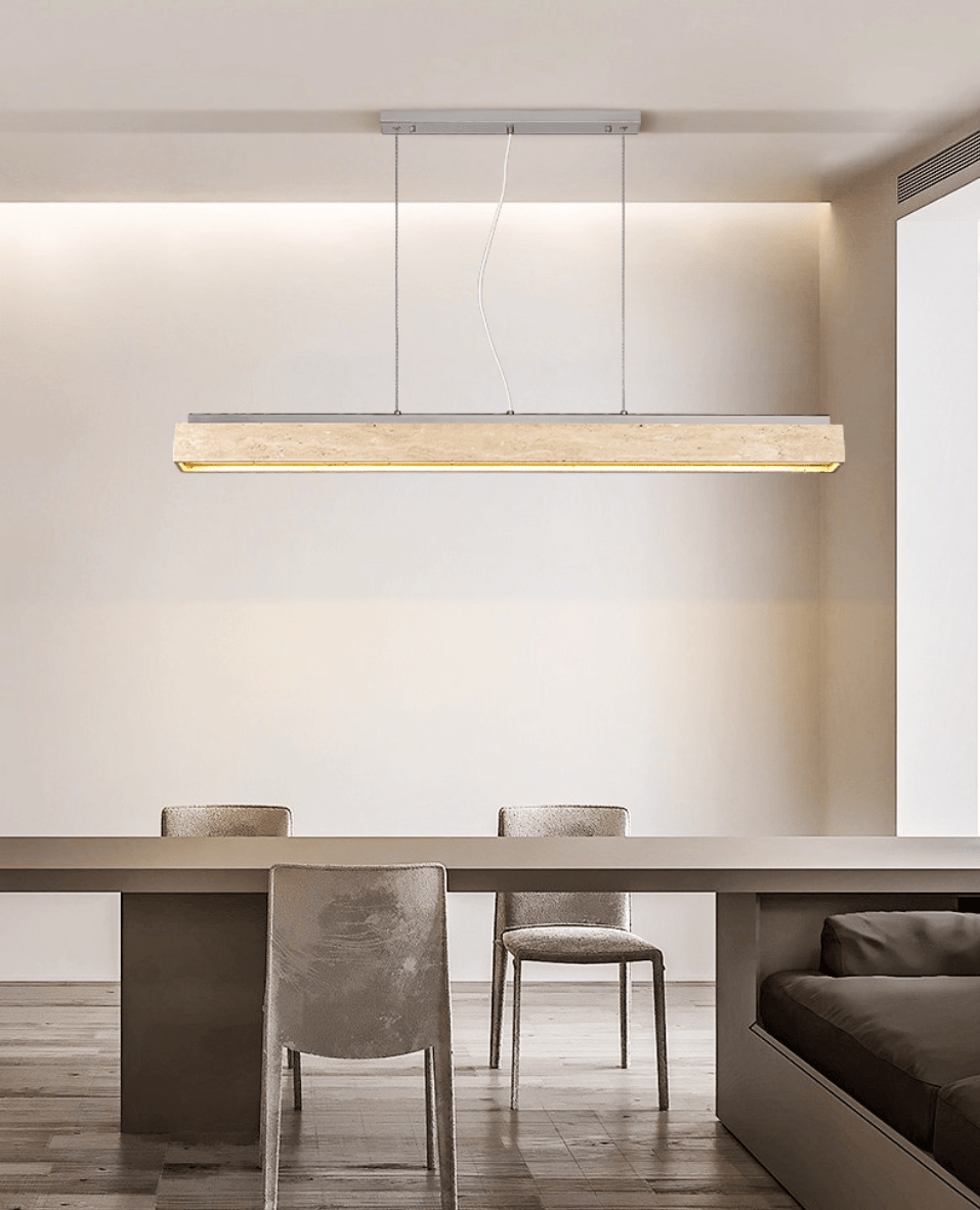 Linear Travertine Suspension Lamp