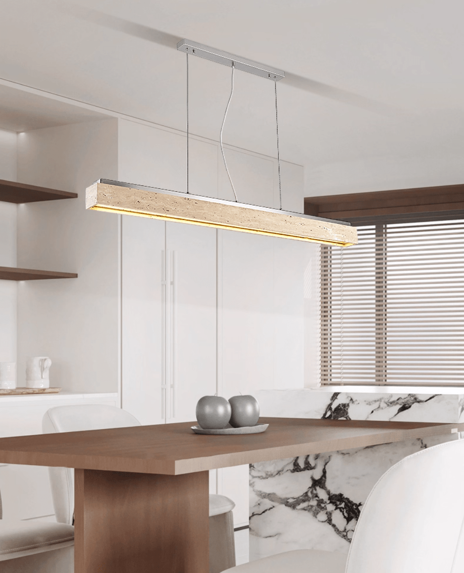 Linear Travertine Suspension Lamp