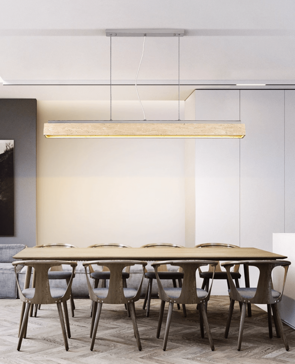 Linear Travertine Suspension Lamp