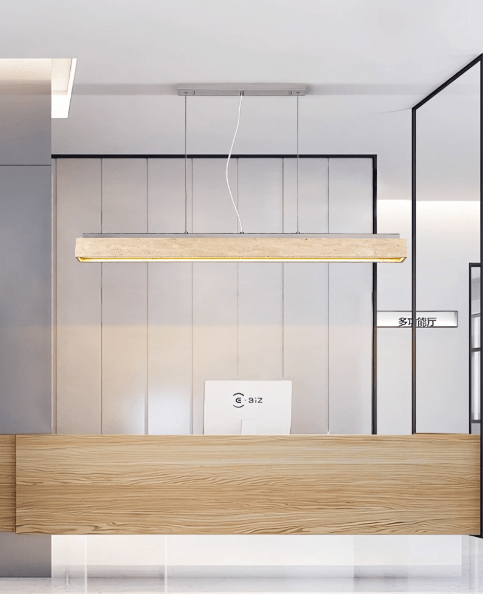 Linear Travertine Suspension Lamp