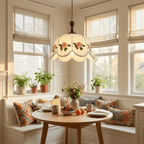 Embroidered Floral Fabric Pendant Light