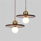 Flying Saucer Walnut Pendant Lamp