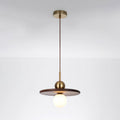 Flying Saucer Walnut Pendant Lamp