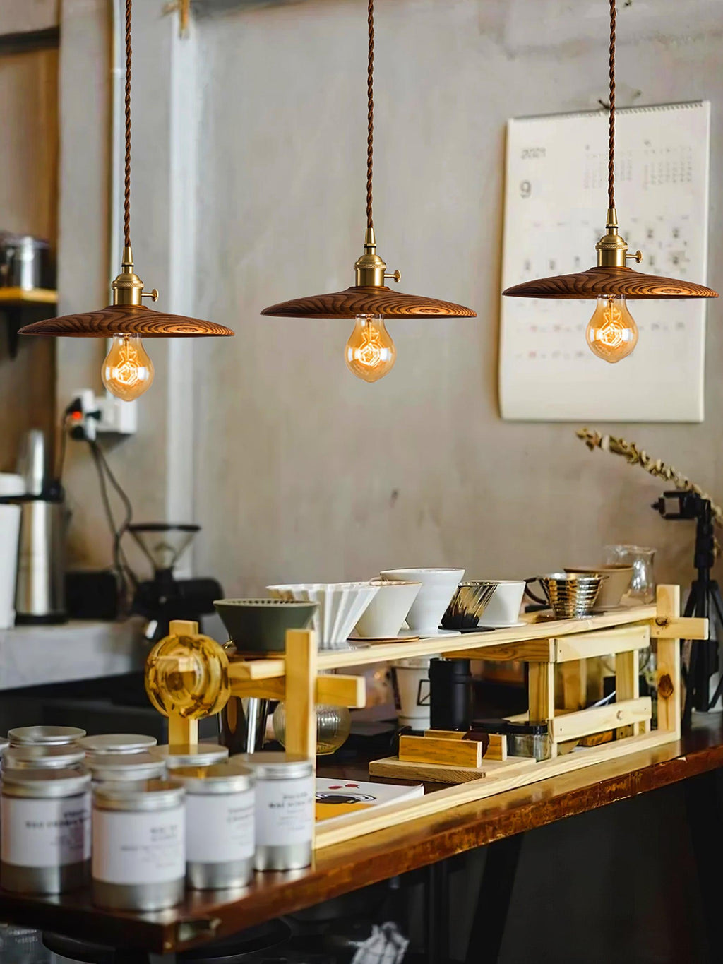Walnut Conical Pendant Light