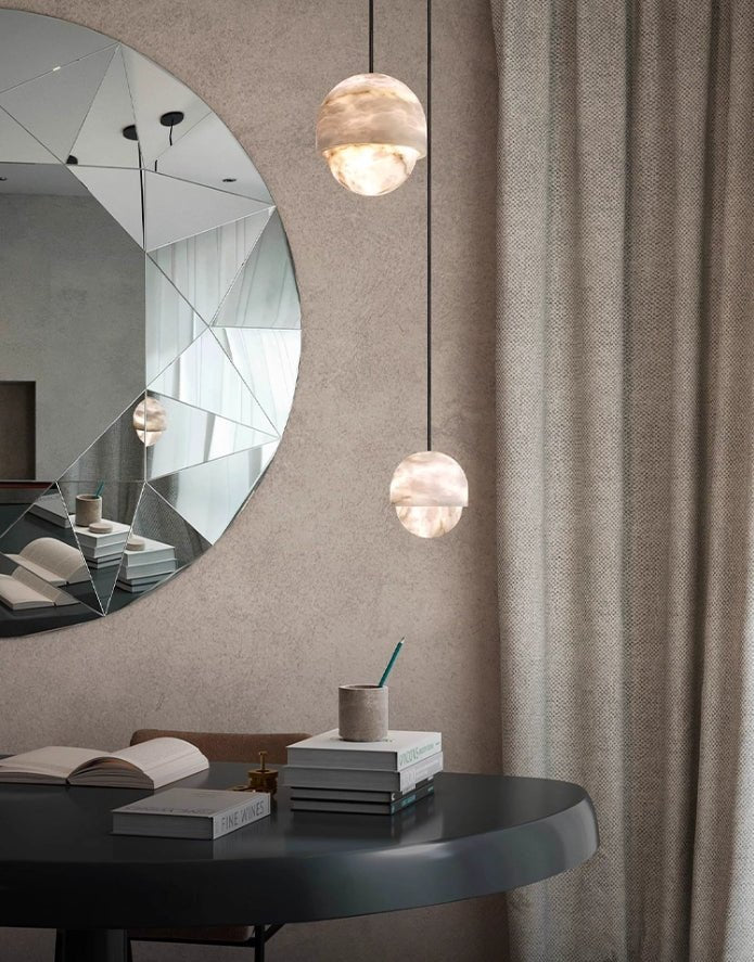 Lunar Dome Alabaster Pendant Light