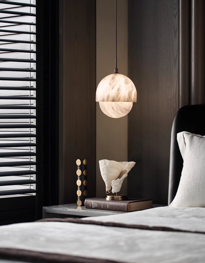 Lunar Dome Alabaster Pendant Light