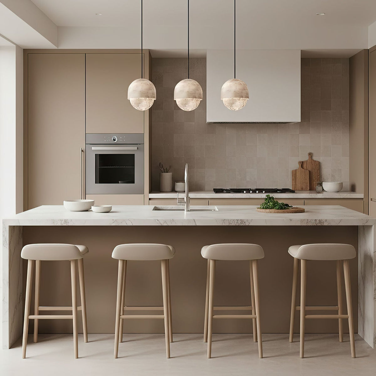 Lunar Dome Alabaster Pendant Light