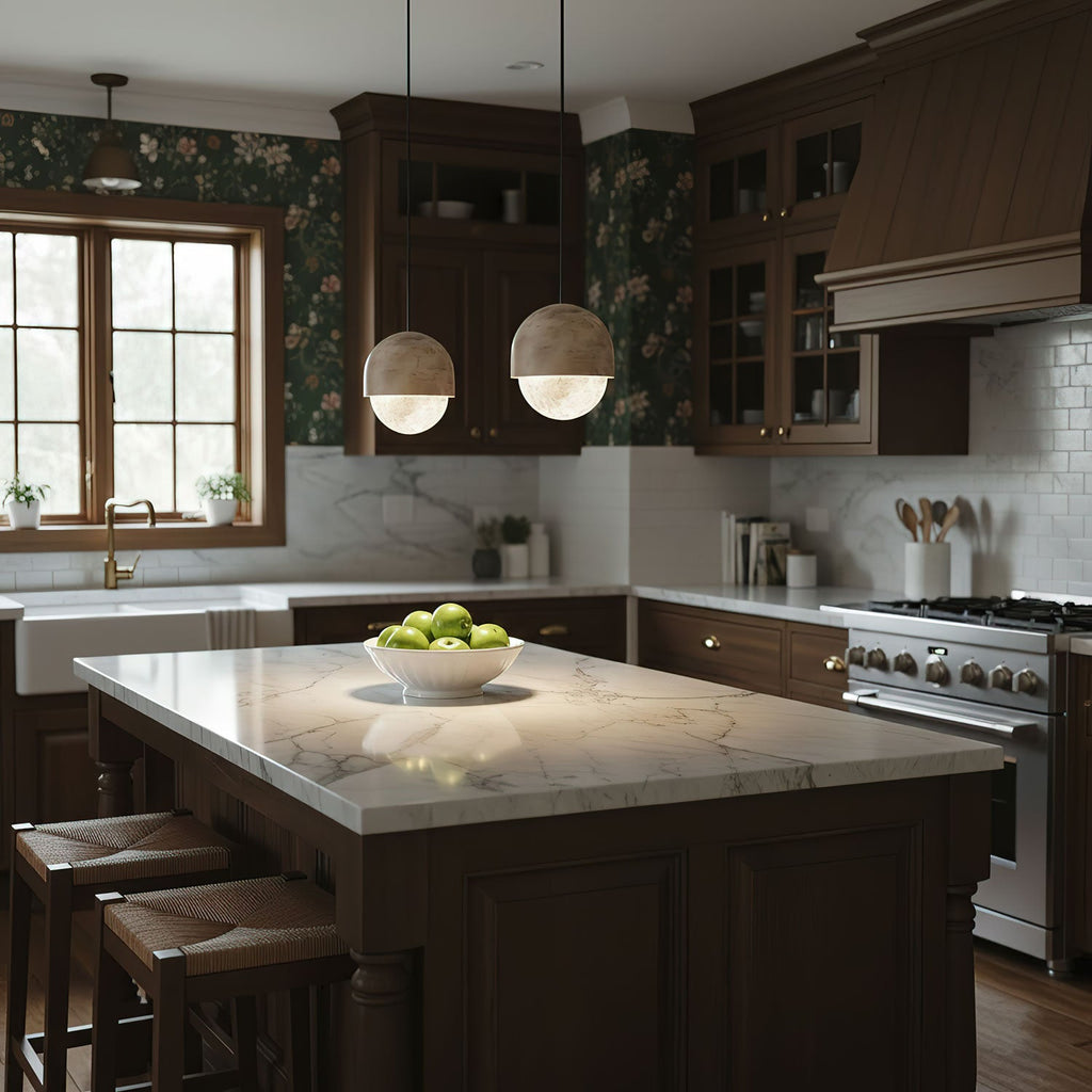 Lunar Dome Alabaster Pendant Light