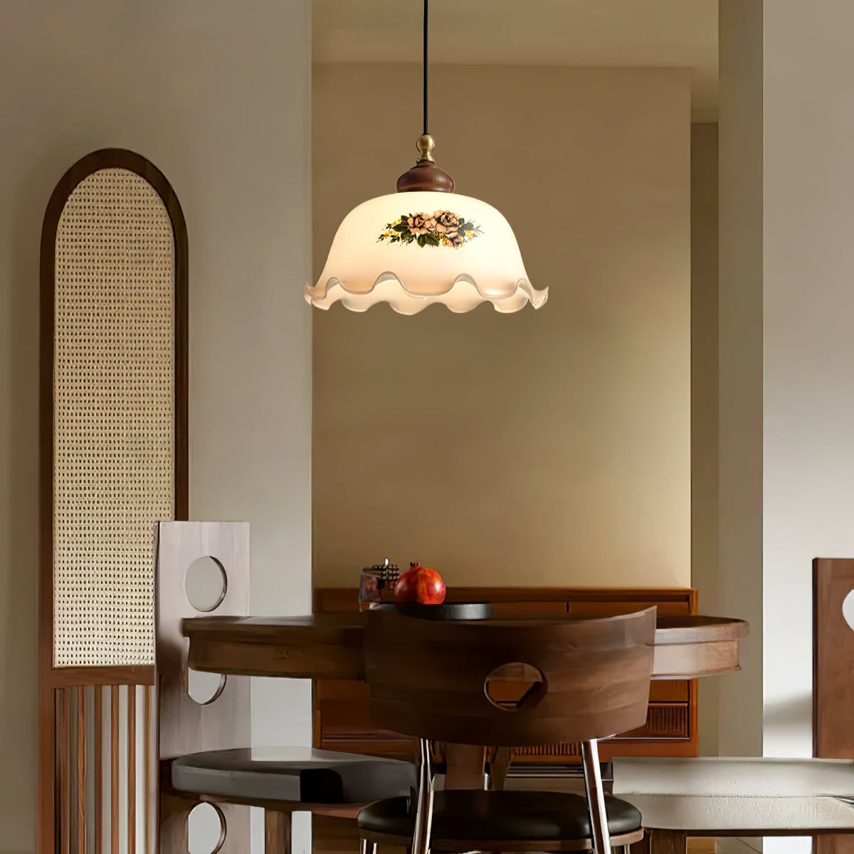 Floral Patterned Glass Pendant Light