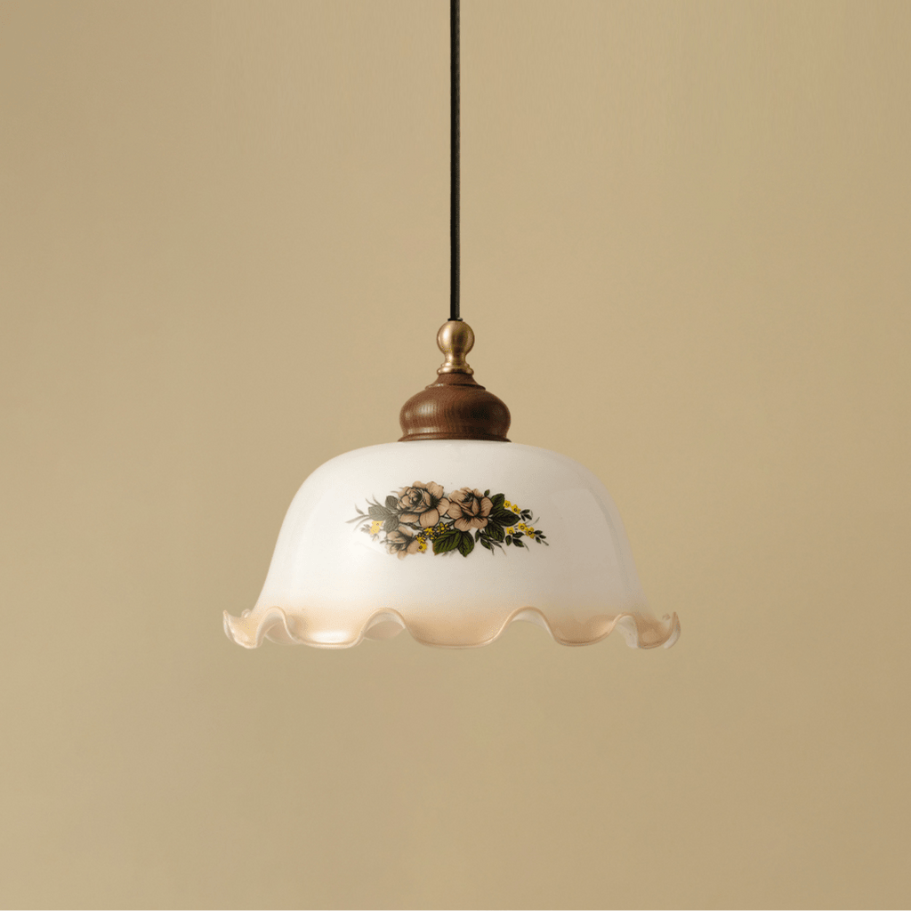 Floral Patterned Glass Pendant Light