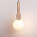 Travertine Cube Globe Pendant Light