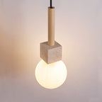 Travertine Cube Globe Pendant Light