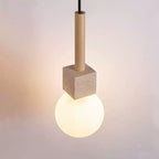 Travertine Cube Globe Pendant Light