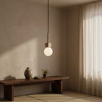 Travertine Cube Globe Pendant Light