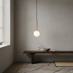 Travertine Cube Globe Pendant Light