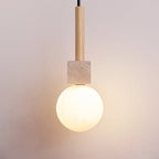 Travertine Cube Globe Pendant Light