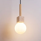 Travertine Cube Globe Pendant Light
