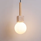 Travertine Cube Globe Pendant Light