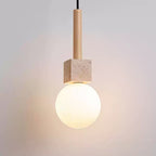 Travertine Cube Globe Pendant Light