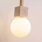 Travertine Cube Globe Pendant Light