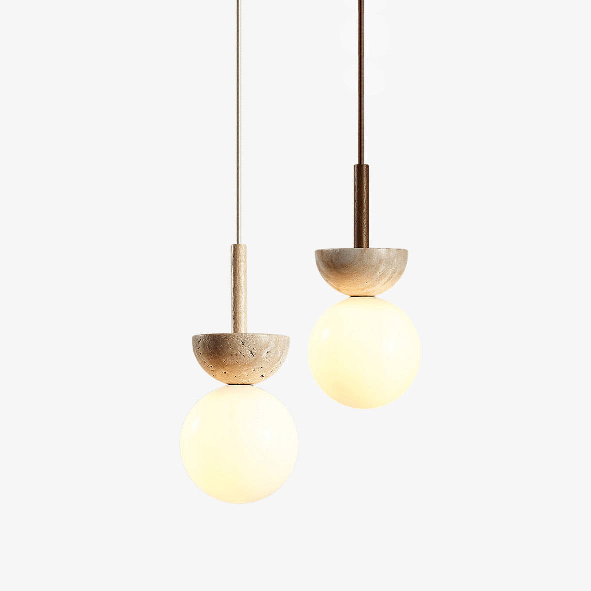 Travertine Half Duo Pendant Light