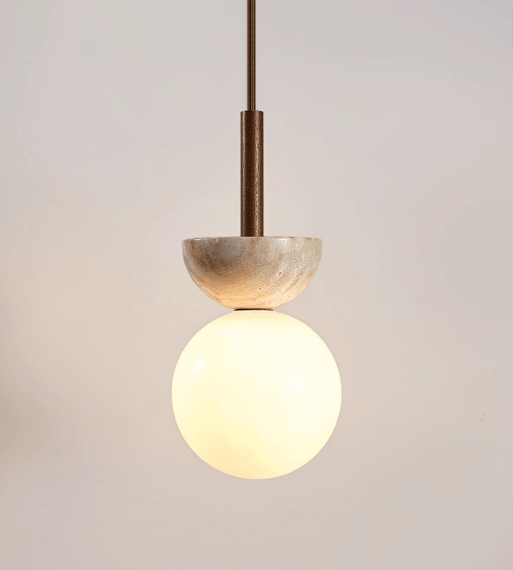 Travertine Half Duo Pendant Light