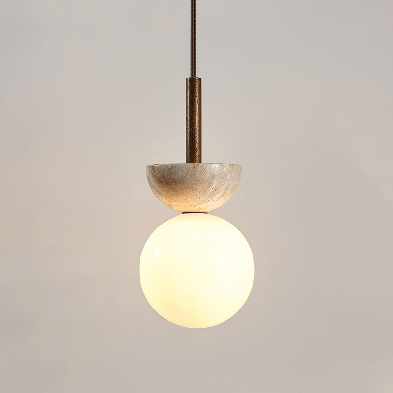 Travertine Half Duo Pendant Light