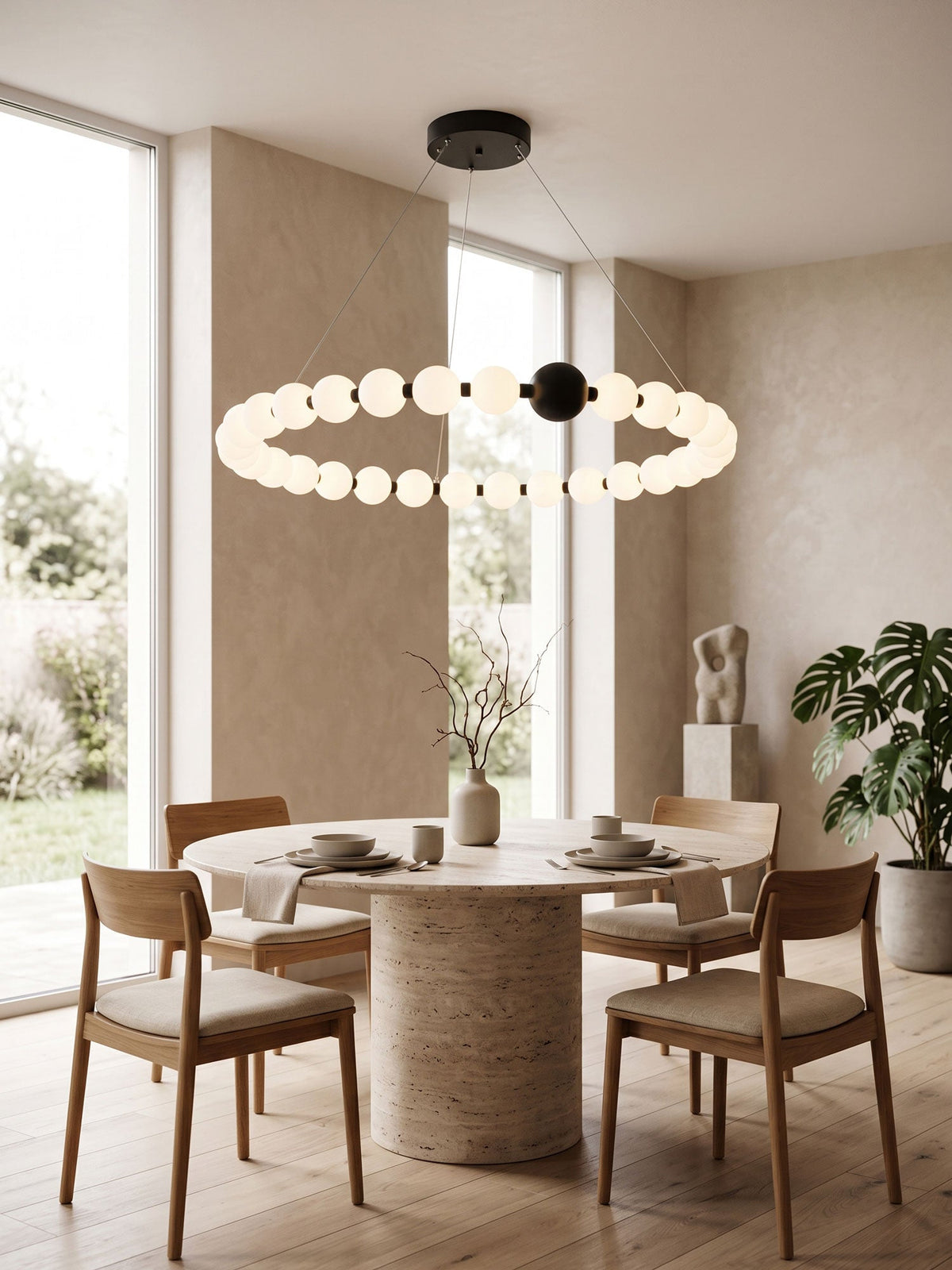 Celestial Bead Ring Chandelier
