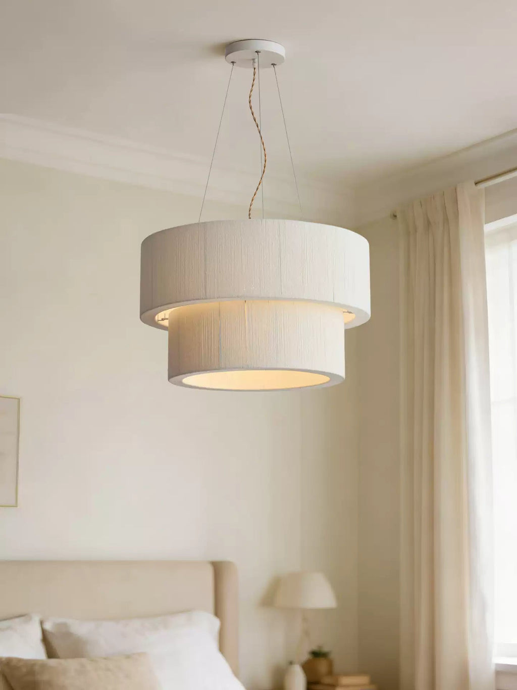 Double Layer Cotton Drum Pendant Lamp