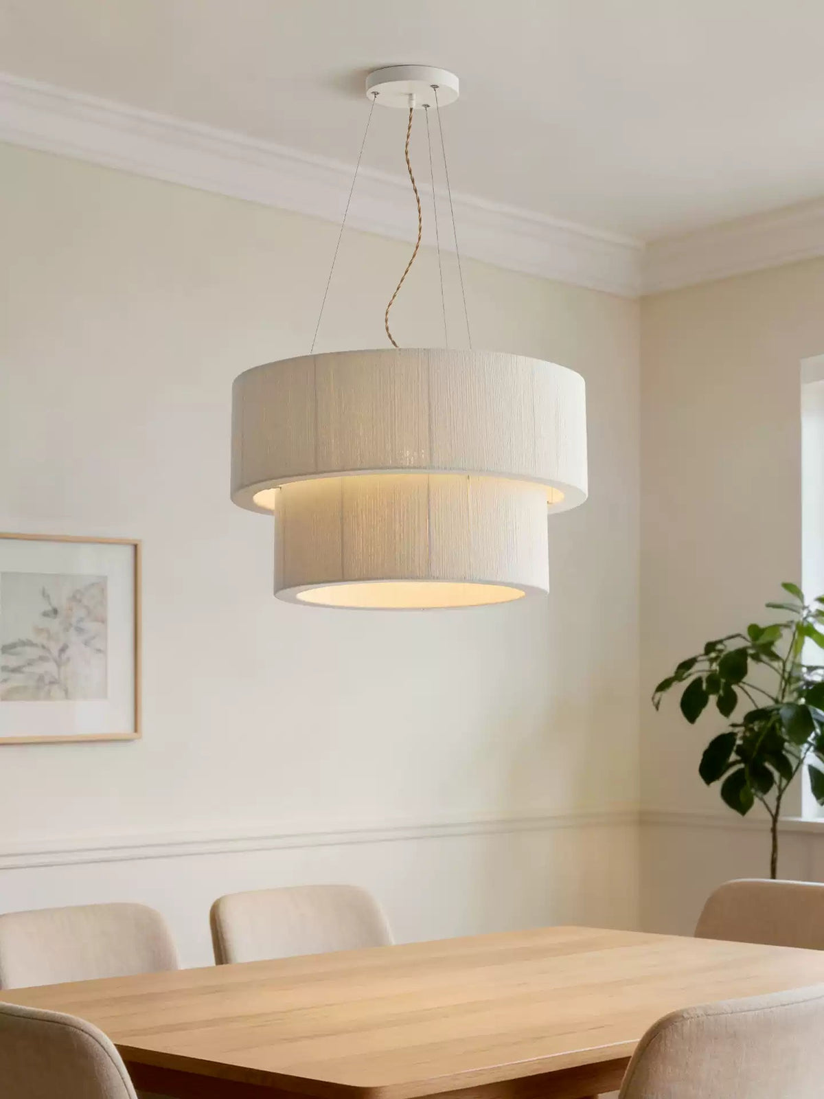 Double Layer Cotton Drum Pendant Lamp